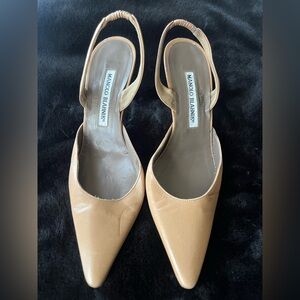 Manolo Blahnik leather Beige Slingback Heels 36 see photos